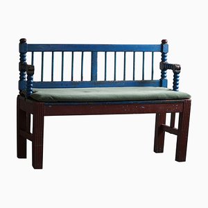 Antique Swedish Folk Art Folding Bench, 1890s