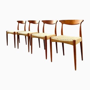 Teak Esszimmerstühle von Arne Hovmand Olsen, 1960er, 4er Set