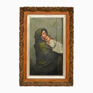 Dutch Artist, Mother & Baby, 1860, Oil on Canvas, Framed