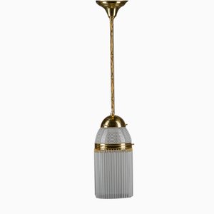 Lampe à Suspension Art Déco avec Abat-Jour en Verre Opalin, Vienna, 1920s