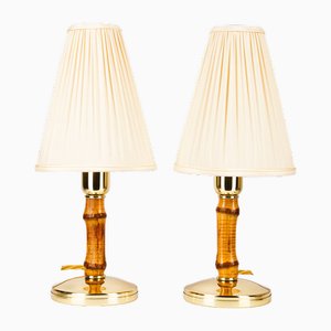 Bamboo Table Lamps with Fabric Shades by Rupert Nikoll, Austria, 1950s, Set of 2