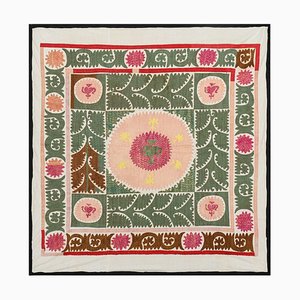 Vintage Faded Tan Suzani Wandbehang Dekor, Gedämpfte Stickerei Textil 310 X 41