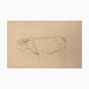 Guglielmo Innocenti, Étude de vaches, Crayon sur Papier