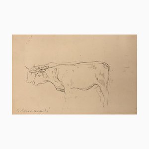 Guglielmo Innocenti, Étude de vaches, Pastello su carta