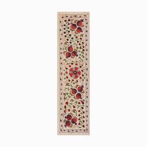 Uzbek Handmade Suzani Table Runner in Cotton with Bird Embroidery