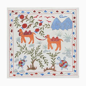 Suzani Folk Art Wandbehang oder Tischdecke aus Baumwolle, Usbekistan