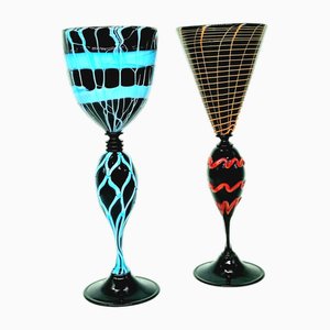 Vasos de cristal de Murano de Salviati, 1960. Juego de 2