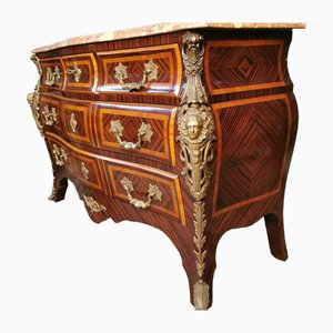 Louis XV Style Marquetry Chest of Drawers, France, 1870s