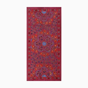 Suzani Runner or Wall Hanging Decor in Red Silk