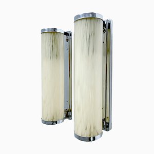 Art Deco Sconces in Glass and Chrome, Set of 2