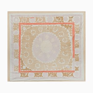 Tapisserie Ouzbek Suzani Blanc Délavé avec Broderie