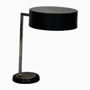 Lámpara de escritorio alemana Mid-Century moderna minimalista de metal negro, años 60