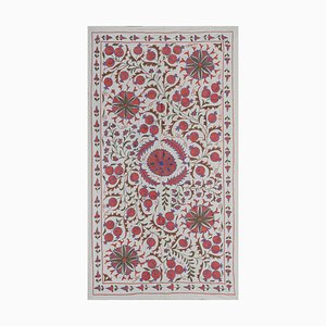 Folk Art Floral Suzani Wall Hanging Tapestry in Silk, Uzbekistan