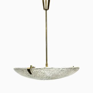 Ceiling Lamp in Brass & Ice Glass attributed to J.T. Kalmar, 1960s