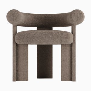 Collector Modern Cassette Chair Fully Upholstered in Bouclé Brown Fabric by Alter Ego
