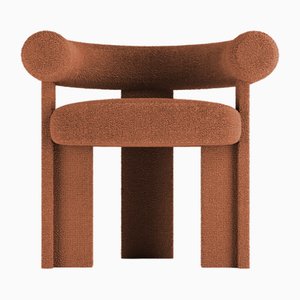 Collector Modern Cassette Chair Fully Upholstered in Bouclé Burnt Orange Fabric by Alter Ego