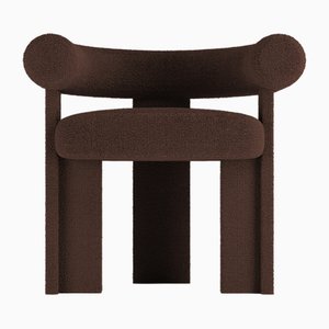 Collector Modern Cassette Chair Fully Upholstered in Bouclé Dark Brown Fabric by Alter Ego