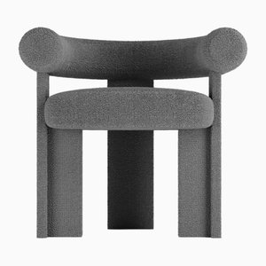 Collector Modern Cassette Chair Fully Upholstered in Bouclé Dark Grey Fabric by Alter Ego
