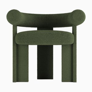 Sedia da collezione moderna completamente rivestita in tessuto Bouclé Green di Alter Ego