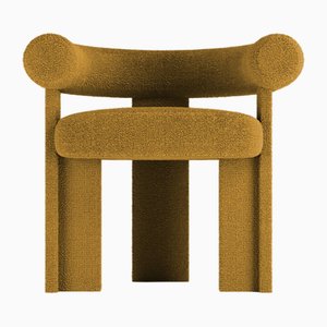Collector Modern Cassette Chair Fully Upholstered in Bouclé Mustard Fabric by Alter Ego