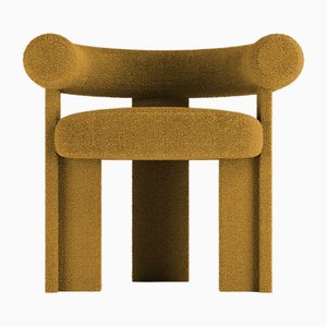Collector Modern Cassette Chair Fully Upholstered in Bouclé Mustard Fabric by Alter Ego