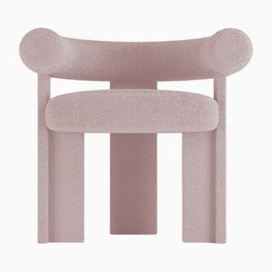 Sedia da collezione moderna completamente rivestita in tessuto Bouclé rosa di Alter Ego