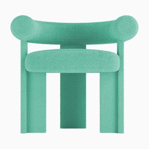 Collector Modern Cassette Chair Fully Upholstered in Bouclé Teal Fabric by Alter Ego