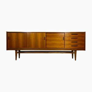 Credenza grande Mid-Century in noce con dettagli neri, anni '60