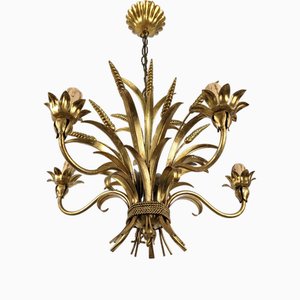 Italian Gold Metal Ceiling Lamp by Hans Kögl, 1970s