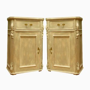 French Painted Bedside Cabinets, 1890s, Set of 2