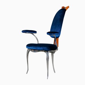 Postmodern Reggenza Chair with Velvet Cover by Toni Cordero for Acerbis International