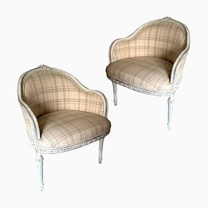 Antique French Beech Armchairs, Set of 2