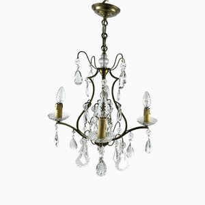 French Baroque Style Bronze and Crystal Chandelier, 1910s