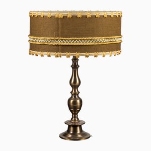 Brass & Metal Table Lamp with Circular and Low Fabric Shade