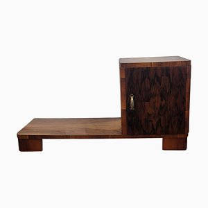 Mueble bar italiano Art Déco de madera nudosa de nogal, años 40