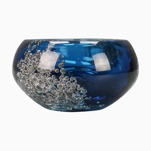 Small Blue Bubbled Glass Bowl by Zwiesel, Germany, 1970s