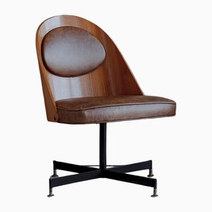 Geschwungener schwedischer Mid-Century Back Office Stuhl