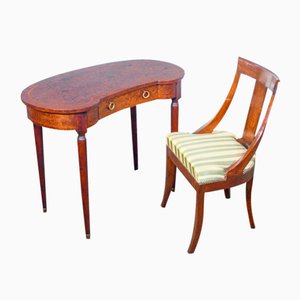 Bean Desk with Walnut Chair, 1890s, Set of 2