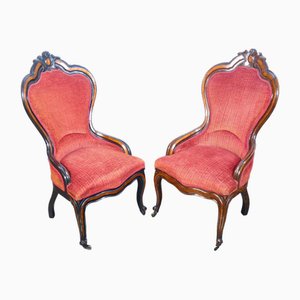 19th Century Louis Philippe Walnut Armchairs, Set of 2