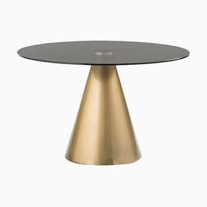 Grey Glass and Golden Metal Dining Table by Thai Natura
