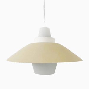 Vintage Hanging Lamp in Metal and Opaline, 1960s
