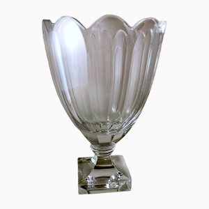 Swedish Crystal Tulip Vase with Square Base, 1980s