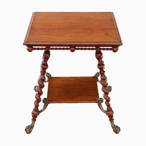 Antique Victorian Red Walnut and Brass Centre Table, 1890s