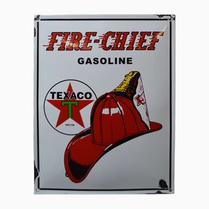 Texaco Gazoline Fire-Chief Enameled Plaque, 1950s