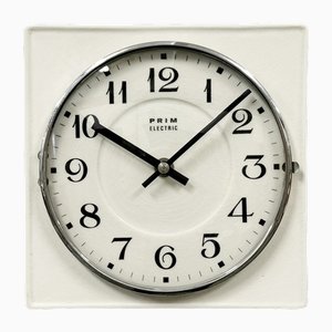 Vintage White Porcelain Wall Clock from Prim, 1970s