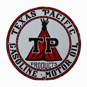 Emaillierte Texas Pacific Plakette, 1960er