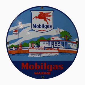 Mobilgaz Marine Enameled Plaque, 1960s