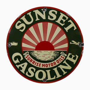 Placa Sunset de gazolina esmaltada, años 60