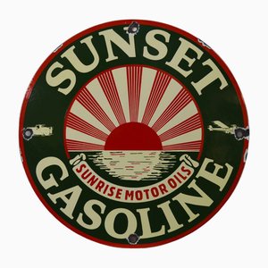 Plaque Sunset Gazoline Émaillée, 1960s