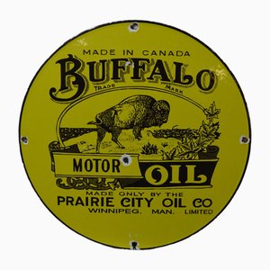 Buffalo Oil Enameled Plaque, 1960s